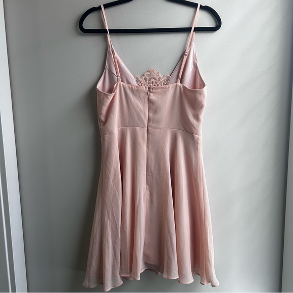 Lulu’s Light Peach Mini Dress Size Medium, Semi Formal, Lace, Sheer - Picture 5 of 9